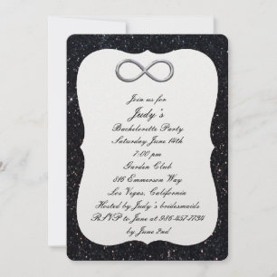 Black Glitter Silver Infinity Bachelorette Party Kaart