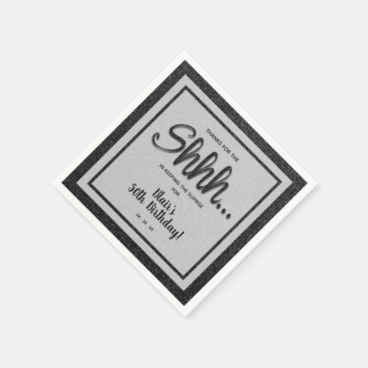 Black Glitter VERRASSING Verjaardagsfeest Servet (Hoek)