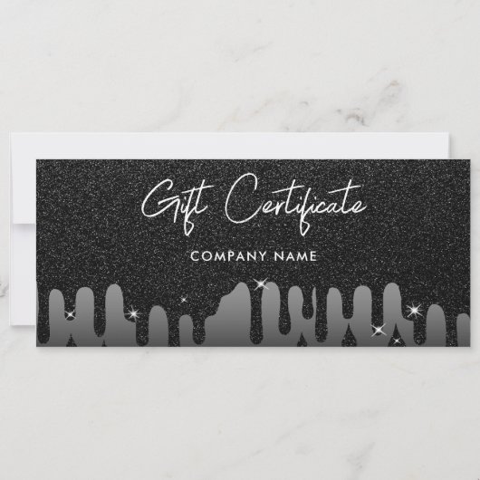 Black Glitter Zakelijke Cadeaubon Voucher (Achterkant)