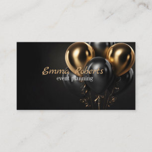 Black Glittery Gold Balloon Event Visitekaartje