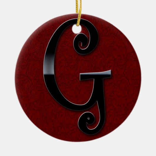 Black Gloss Monogram - G Keramisch Ornament (Voorkant)