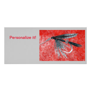 "Black Gnat" wet fly fly tying fly fish art. Reclamekaart