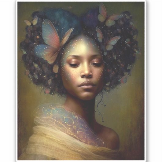 Black Goddess Fantasy Art Sticker (Voorkant)