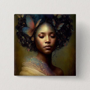 Black Goddess Fantasy Art Vierkante Button 5,1 Cm