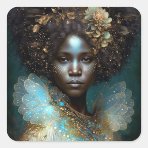Black Goddess Fantasy Art Vierkante Sticker
