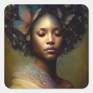 Black Goddess Fantasy Art Vierkante Sticker