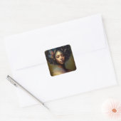 Black Goddess Fantasy Art Vierkante Sticker (Envelop)