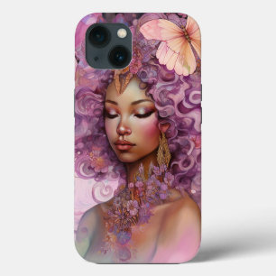 Black Goddess Pink Paars Fantasy Art iPhone 13 Hoesje