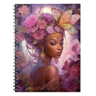 Black Goddess Pink Paars Fantasy Art Notitieboek