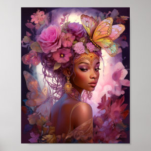 Black Goddess Pink Paars Fantasy Art Poster