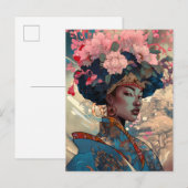 Black Goddess Queen Pink Blue Fantasy Art Briefkaart (Voorkant / Achterkant)