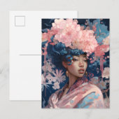 Black Goddess Queen Pink Blue Fantasy Art Briefkaart (Voorkant / Achterkant)