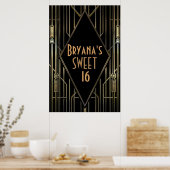 Black Gold 20 Art Deco Gatsby Welkomstbanner Poster (Keuken)