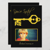 Black & Gold 21e verjaardag Uitnodiging (Voorkant / Achterkant)