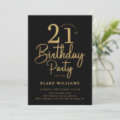 Black Gold 21st Birthday Kaart (Staand voorkant)