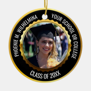 Black & Gold 2 Photo-Afstuderen Klasse van 2023 Keramisch Ornament
