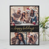 Black Gold 4 Photo Happy Holidays Carte de Noël (Debout devant)