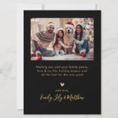 Black Gold 4 Photo Happy Holidays Carte de Noël (Dos)