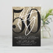 Black Gold 50ste Verjaardagsfeest Kaart (Staand voorkant)