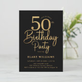 Black Gold 50th Birthday Kaart (Staand voorkant)