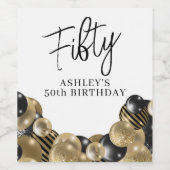 Black Gold 50th Birthday Wijn Etiket (Enkel label)