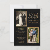 Black Gold 50th Wedding Anniversary Invitation (Devant)
