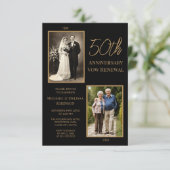 Black Gold 50th Wedding Anniversary Invitation (Debout devant)