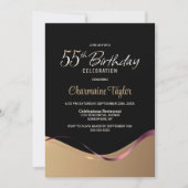 Black Gold 55th Birthday Party Invitation (Devant)