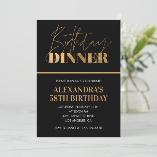 Black Gold 58e anniversaire invitation Dinner Chic (Debout devant)
