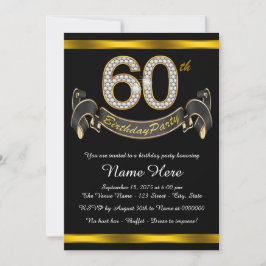 Black Gold 60th Birthday Party Kaart