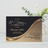 Black Gold 75th Birthday Party Invitation (Debout devant)