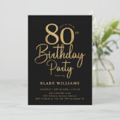 Black Gold 80th Birthday Kaart (Staand voorkant)
