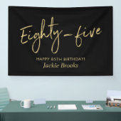 Black & Gold 85e verjaardagsfeest welkomstbanner Spandoek (Beurs)