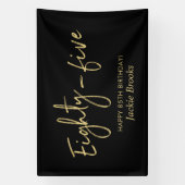 Black & Gold 85e verjaardagsfeest welkomstbanner Spandoek (Verticaal)