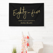 Black & Gold 85e verjaardagsfeest welkomstbanner Spandoek (Insitu)