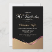 Black Gold 90th Birthday Party Invitation (Devant)