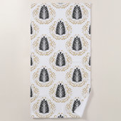 Black & Gold Abstract Paisley Leafs Pattern Strandlaken (Voorkant)