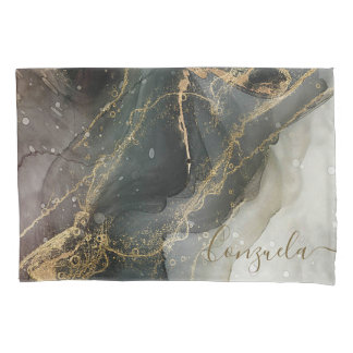 Black Gold Abstracte marmer Kussensloop