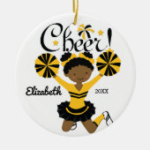 Black & Gold Afro-Amerikaanse Cheerleader Ornament (Voorkant)