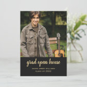 Black Gold Afstudeerder Open House Afstuderen Invi Kaart (Staand voorkant)