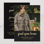 Black Gold Afstudeerder Open House Afstuderen Invi Kaart (Voorkant / Achterkant)