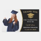 Black Gold Afstuderen Foto Afstuderen Hartelijk da Rechthoekige Sticker (Voorkant)