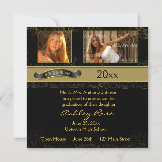 Black Gold Afstuderen-fotokaart Aankondiging (Voorkant)