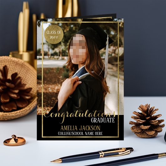 Black & Gold Afstuderen Gefeliciteerd Kaart