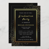 Black Gold Afstuderen Invitation Ontwerp uw eigen (Voorkant / Achterkant)