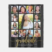 Black Gold Afstuderen K-12 Photo Collage Script Fleece Deken (Voorkant)