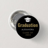 Black Gold Afstuderen Ronde Button 3,2 Cm (Voorkant /achterkant)