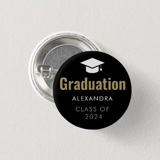 Black Gold Afstuderen Ronde Button 3,2 Cm (Voorkant /achterkant)