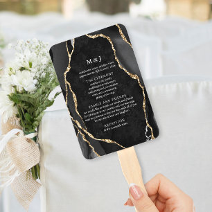 Black & Gold Agaat huwelijksprogramma Handwaaier
