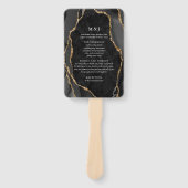 Black & Gold Agaat huwelijksprogramma Handwaaier (Voorkant)